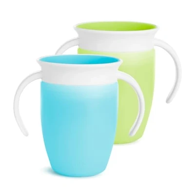 Bild av Munchkin Miracle 360 träningsmugg, grön/blå, 207 ml (7 oz), 2 pack