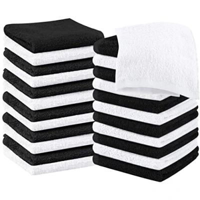 Bild av Utopia Towels Cotton tvättlappsset förpackning med 24100% ringspunnen bomull, flanell ansiktshanddukar av högsta kvalitet, mycket absorberande och mjuk känsla fingertoppshanddukar (24 pack, svart,