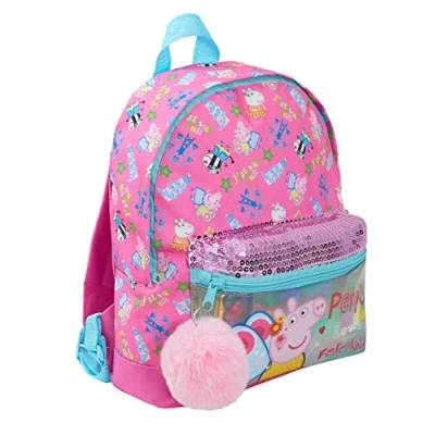 Bild av Peppa Pig Ryggsäck Lyx Paljetter Flickor Rosa Skolväska Småbarn Lunchväska