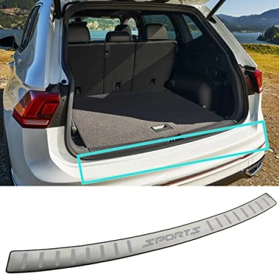 Bild av APEXRA Bil rostfritt stål bakre stötfångarskydd, för Volkswagen Tiguan 2017 2020 2021 2022 2023 tillbehör, bildelar baklucka dörrtröskelskydd skrapplatta remsa skydd