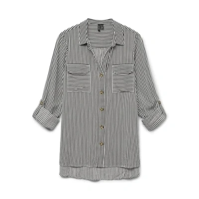 Bild av VERO MODA dam Vmbumpy L/S skjorta New WVN Noos långärmad blus, Choklad tårta/ränder: Snow White, L EU, vit,