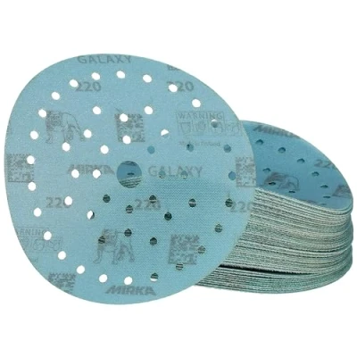 Bild av Mirka Galaxy epoxislippapper 150mm kardborreband korn 240 för slipning av epoxiharts, trä, epoxi, rivertable / 50 st slipskivor