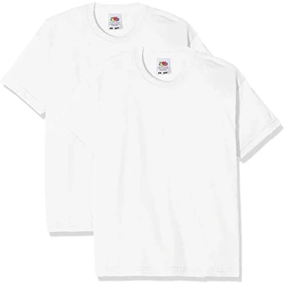 Bild av FRUIT OF THE LOOM pojke barn värdevikt kortärmad 2 pack t shirt, Vit (vit vit), 9 11 år UK, (vitvit), Years UK