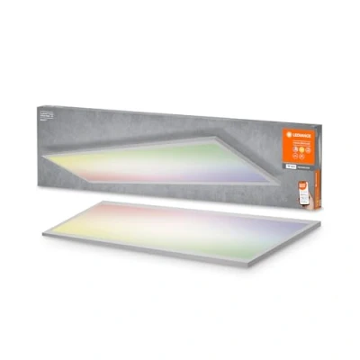 Bild av LEDVANCE Smart LED panellampa med WiFi teknik för inomhus, ljusfärg kan ändras (30006500K), RGB färger utbytbara, 120 mm x 300 mm, kompatibel Google och Alexa, SMART+ PLANON PLUS MULTICOLOR
