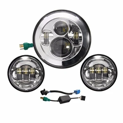 Bild av Esyauto 18 cm LED strålkastare dagmakare + 10 dimljus för Harley Davidson motorcykel (silver)