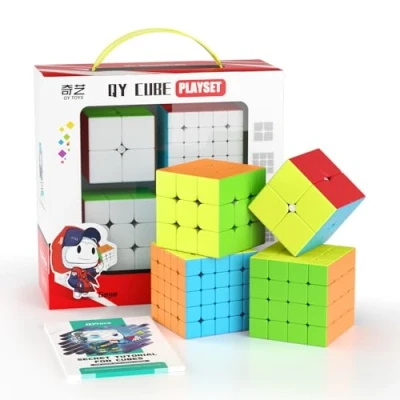 Bild av ROXENDA Speed ​​Cube Bundle, Pusselkub Set med 2x2x2 3x3x3 4x4x4 5x5x5 Magisk Kub Presentask, Hemlig Handledning för Hastighetskuber (T2)