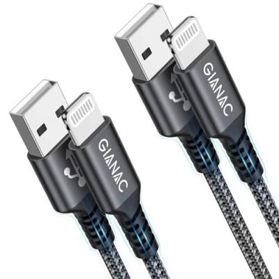 Bild av GIANAC for iPhone laddningskabel 1M 2 pack USB Lightning kabel snabbkabel 14,13,12,11, XS, XS Max, XR,X, 8,8Plus, 7,7Plus, 6s, 6s Plus, 6,6 iPad