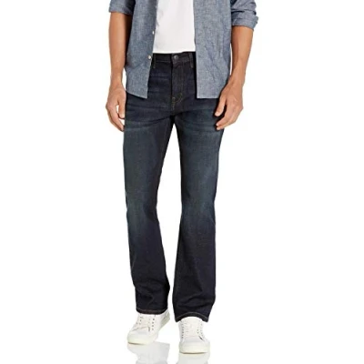 Bild av Amazon Essentials Men&#039;s Bootcut jeans smal passform, Mörkt denimfärgad, 28W / 30L