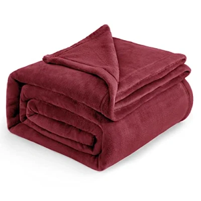 Bild av Bedsure Flanell sofffilt 230x270cm Extra mjuk 100% mikrofiber Vändbar 180 sängfilt Andas röd filt