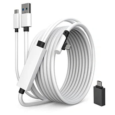 Bild av Djurkvalitet 2 i 1 länkkabel, kompatibel med Oculus/Meta Quest 2, separat USB C laddningsfunktion för VR headset, 5 meter 3.0 till typ tillbehör Steam VR/speldator