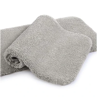 Bild av Halkfri badmatta 2 pack förtjockad för badrum absorberande ultramjuk badrumsmatta fluffig mikrofiber sängmatta golvmatta golvmatta, snabbtorkande, maskintvättbar 40 x 60cm st (Ljusgrått)
