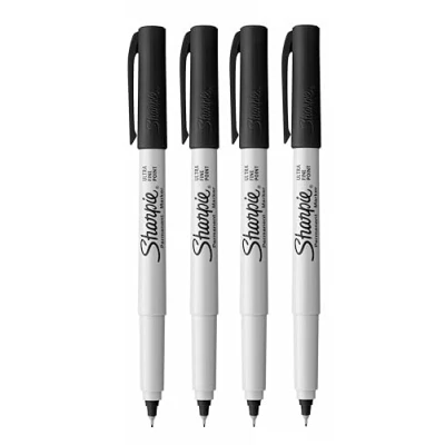 Bild av Sharpie Ultra Fine Point permanenta markörpennor svart bläck paket med 4