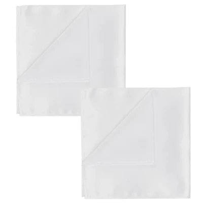Bild av SLEEKEE Set med 2 vita näsdukar för män, sidenimitation, brösthalsdukar formella kostymer, lämplig bröllop, dans och ceremoniella fester (22 x 22, Vitt blått, One size