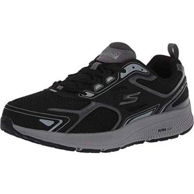 Bild av Skechers herr Go Run konsistent sko, Svart läder syntetisk grå trim, 9.5/10 UK
