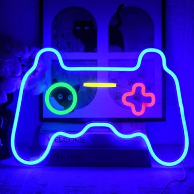 Bild av UExnkj Y Gamepad neonskylt spel neonspelskylt LED neonljus spelrum party bar väggskylt