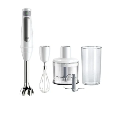 Bild av Braun MultiQuick 7 MQ7035I, Stavmixer, Splash Control Teknologi, Diskmaskinssäkra Delar, BPA fri 600ml Plastkanna, Visp, 500ml Matberedare, Isblad, 1000W, Vit