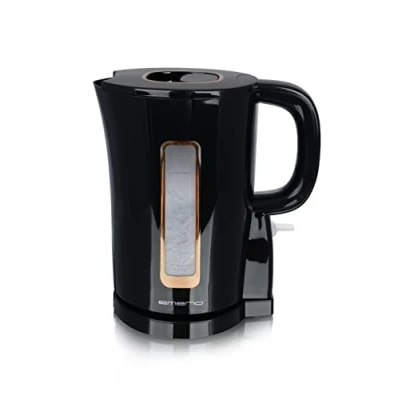 Bild av Emerio WK 125130 vattenkokare, 1,7 liter, 2200 watt, BPA fri, värmeelement av rostfritt stål, vattennivåindikator, automatisk avstängning, torrkokningsskydd, svart/guld