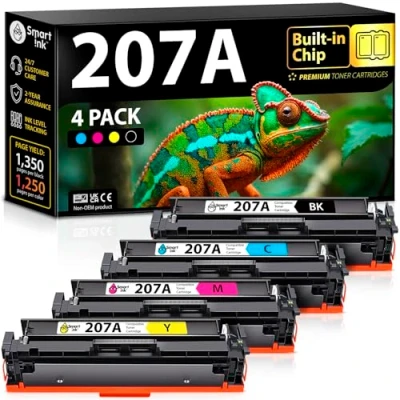 Bild av Smart bläck kompatibel toner med chip för HP 207A 207X (svart cyan magenta gul) som ersättning Color Laserjet Pro MFP M282nw M283cdw M283fdn M283fdw M255dw M255nw