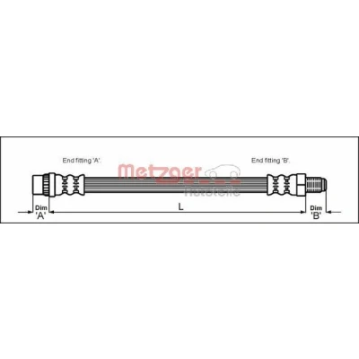 Bild av METZGER 4114666 Flexible De Frein 260 M10 x 1 CITROËN: ZX 3/5 portes, Break