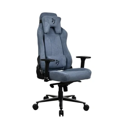Bild av Arozzi Vernazza Soft Fabric Stol ergonomisk armstöd T formad lutning svängtapp metall, aluminium, tyg svart, blå