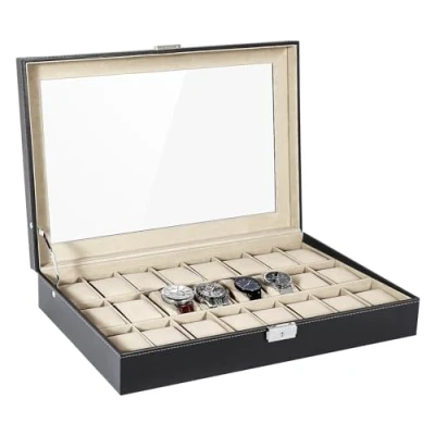 Bild av 24 klockdisplay förvaringsbox smycken samling fodral organiseringshållare
