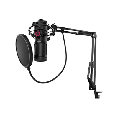 Bild av KROM KAPSULE NXKROMKPSL Strömmande mikrofonsats, enkelriktad med två kapselkondensatorer, 3,5 mm ljud, anti chockfäste och popfilter. Kompatibel Windows &amp; MacOS, svart