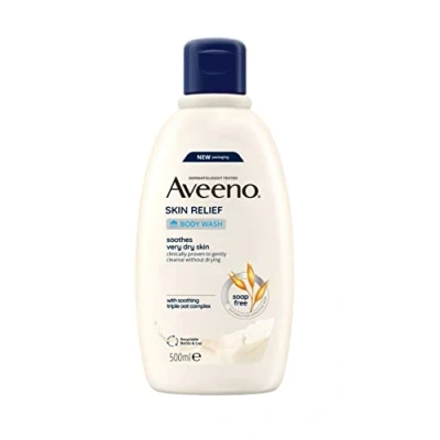 Bild av Aveeno Skin Relief fuktgivande duschgel (500 ml) parfymfri vårdande dusch för mycket torr och känslig hud med lugnande havre