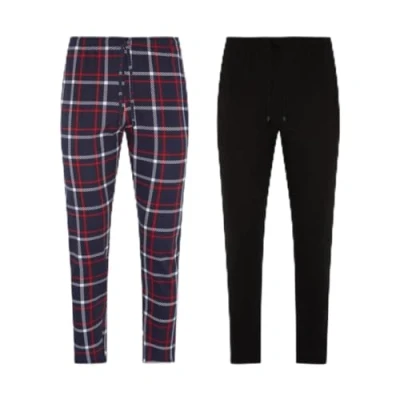 Bild av FM London Herr Soft Touch PJBOT Pyjamasbyxor, Mörkblå, Rutig, M (2 stycken)