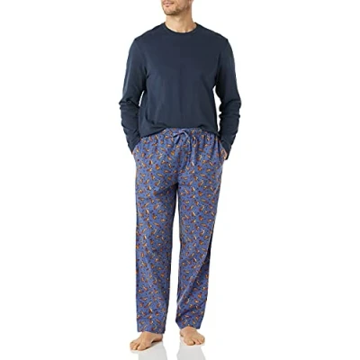 Bild av Amazon Essentials flanellpyjamasset för män (finns i stora och långa), marinblå ekorre, X Small