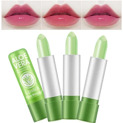 Bild av Magisk färgändrande aloe vera fuktgivande läppstift set, BEEXY temperaturförändring långvarig läppbalsam