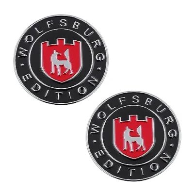 Bild av Tyska Wolfsburg emblem totem billogotyp dekoration klistras in avslappnad (röd silver utgåva)