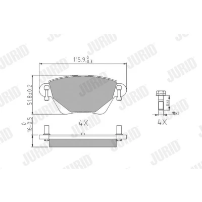 Bild av JURID 573012J Jeu de plaquettes frein non préparé pour indicateur d&#039;usure avec accessoires JAGUAR: S Type, X Type Berline, XJ Berline