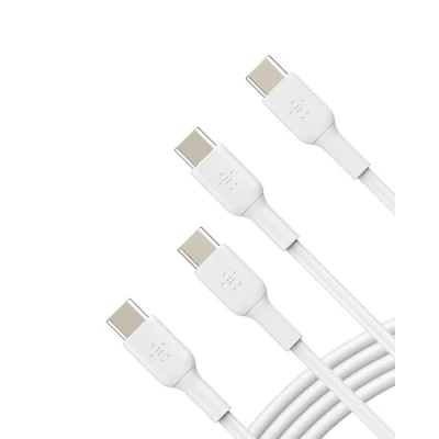 Bild av Belkin snabbladdningskabel USB C till för iPhone 15, Samsung Galaxy S24, S23, Note 20, Google Pixel 7, iPad Pro, Mini, Nintendo Switch, Type C, 1 m, 2 pack Vit
