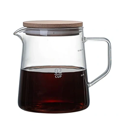 Bild av Gonnely Kaffebryggare i glas kaffekanna med lock, isolerad glaskaraff klar karaff för juice te kaffe vatten (500 ml)