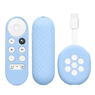 Bild av kwmobile 2 x fodral för fjärrkontroll och strömningsenhet kompatibel med Google Chromecast 2020 4K (inte ny generation) silikonfodralset TV tillbehör i ljusblått