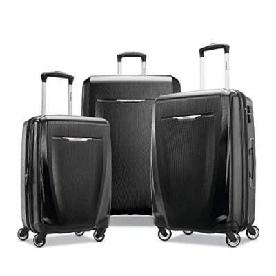 Bild av Samsonite Winfield 3 Dlx hårt skal bagage med svängbara hjul, Svart, Piece Set (20/25/28), utbyggbart snurror