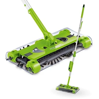 Bild av Swivel Sweeper sladdlös kvast enkel smulupptagning trådlös, påslös och uppladdningsbar golvsopare med ryggvänlig böjled 360 rotation maximal flexibilitet rengöring