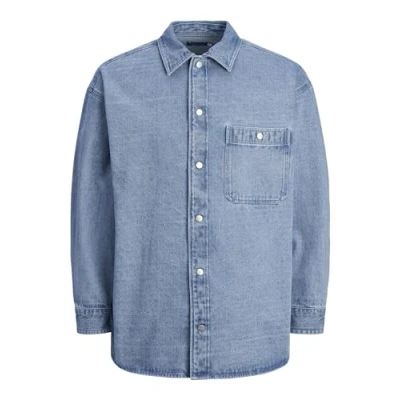 Bild av JACK &amp; JONES JORSANTORINI denim, overshirt LS, Ljusblå XL