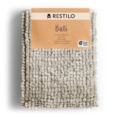 Bild av RESTILO Badmatta 50 x 70 cm Halkfri Badrumsmatta Absorberande Duschmatta Vattenabsorberande Beige Bati