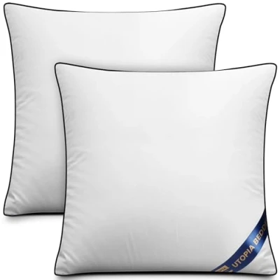 Bild av Utopia Bedding set om 2 kuddar, kuddfyllning för säng och som prydnadskuddar, soffkuddar, prydnadskuddar soffa (2, Vit, 45 x cm)