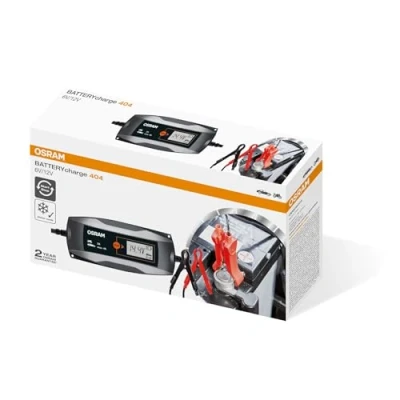Bild av OSRAM Battery Charger 4Amp, OEBCS404, 6/12V 4A Smart batteriladdare, maximal laddning 90Ah, start/stopp kompatibel, bilar med diesel/bensinmotorer, 12V batterihybrid/elbilar