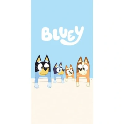 Bild av Jerry Fabrics Bluey Bingo strandhandduk semester barn simma badhandduk present, 70 x 140 cm, blå