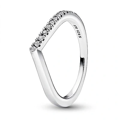 Bild av PANDORA Timeless Wishbone Halb Funkelnder in Sterling Silber mit Cubic Zirkonia Collection, Größe 58, 192394C01 58