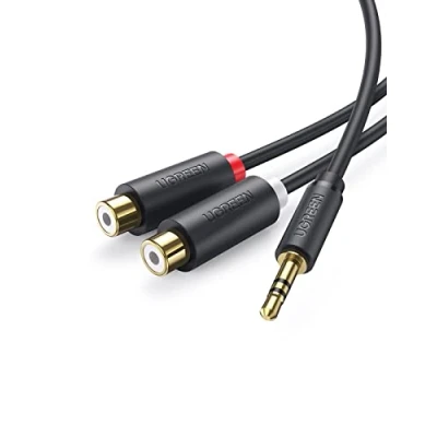 Bild av UGREEN Stereo Ljuduttag RCA Kabel 3,5 mm Hankontakt till 2 Kvinnlig för TV Dator Smartphone Förstärkare HiFi System Soundbar Hemmabiohögtalare etc. (0,2M)