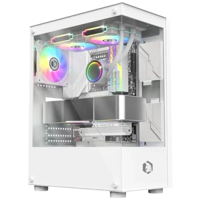 Bild av EMPIRE GAMING (2024 ny) PC gamer fodral CM 241 ARGB Medium Tower Micro ATX och ITX 3 st. fläktar 120 mm, stift 5 volt LED RGB Adresserbar MB Sync Mid vit