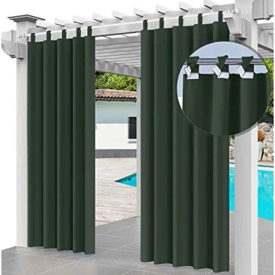 Bild av Utomhusgardin 2 pack Slingergardiner 220 x 155 cm Trädgårdsstugor Balkonggardiner Mörkläggningsgardiner med slingor, Vattentäta gardiner för Paviljong Strandhus (2 paneler) Grön [129]