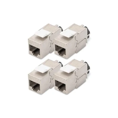 Bild av DIGITUS Keystone modul Cat 6A skärmad 4 stycken RJ45 jack 500 MHz 10GBase T AWG 26 22 Designbar Med låsspak Verktygsfri montering