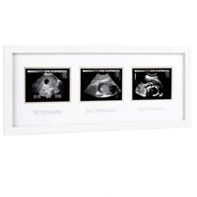 Bild av Pearhead Triple Sonogram graviditetsram, baby scan fotoram, graviditetsstatyett, vit, babyprints ram