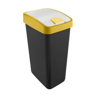 Bild av keeeper Premium Papperskorg med vändlock, Soft Touch, 45 l, Magne, gul