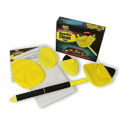 Bild av Invisible Glass 95164 Reach and Clean Tool Wet Dry Pro fönster och vindruterengöringsverktyg med utdragbart handtag tvättbar, återanvändbar mikrofiberduk för inomhus